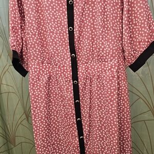 Pink Polka Dot Button-Down Dress
